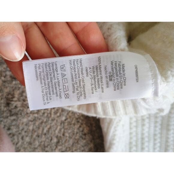 Madewell Pointelle-Stitch Mockneck Sweater ivory cream 100% merino wool small - Picture 8 of 13